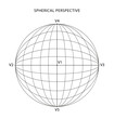 © Olga - Spherical perspective diagram with five vanishing points. Flat style vector illustration isolated on a white background.