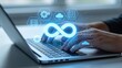 © Alex - DevOps infinity symbol over laptop keyboard,software development and cloud computing automation concept representing continuous integration deployment and IT operations workflow