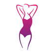 © teracreonte - Logotipo con dibujo con líneas de una mujer con bikini de estilo retro, posando de pie con los brazos en la cabeza