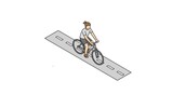 Man Riding Bicycle on Bike Lane.