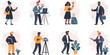 © abdul - Diverse individuals engaged in various professional activities with modern flat design