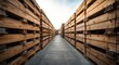 © AkuAku - Industrial storage area displaying structured lines of wooden pallets outdoors