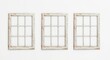 © Cyber Shutter - Set of three nostalgic window frames presented on a bright white background crafted for home decor ideas and creative design