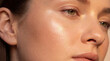 © Rois  - Close up portrait of a womans face glowing with natural light and healthy skin