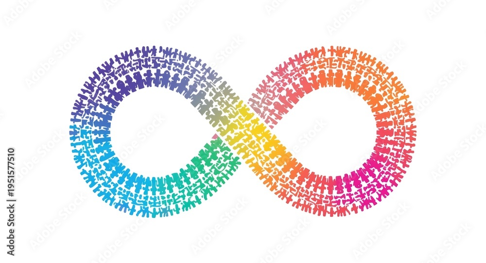Incluivity Sign Rainbow infinity symbol representing neurodiversity with a focus on ...