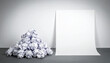 © Athiphat - Pile of crumpled paper ball clean blank sheet creativity concept idea failure success office white gray background copy space motivation inspiration