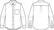 © moyouri - Long sleeve button up shirt technical flat sketch vector illustration design, apparel fashion garment construction art concept, detailed decorative creative collection