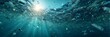© Strother - Dramatic Underwater View of Plastic Pollution in the Ocean with Sunlight Rays Highlighting Floating Waste and Environmental Crisis Impacting Marine Ecosystems