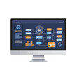 © dada - Computer screen displaying artificial intelligence flowchart and data analytics.