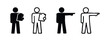 © liubomir118809 - Stick figures holding a clipboard and pointing direction icon set. Task management and guidance concept.