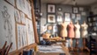 © Tetiana - Sewing Studio Ambiance: Mannequins, Sewing Machines, Sketches, And Fabrics Fostering Fashion Creativity And Inspiration In A Blurry Setting