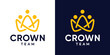 © Crelaba_Std - Simple community logo design template. People shapes logo design with crown minimalist vector illustration. Symbol, icon, creative.