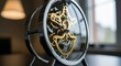 © SashaMagic - Intricate gold and silver gear clock mechanism on modern table