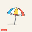 © noky - Colorful beach umbrella on stand.