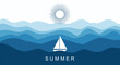 © Syed - Summer sailboat vector illustration with sun and ocean waves