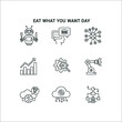 © Shakhaot - Eat What You Want Day AI meme icon set isolated
