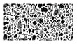 © Fountain - Abstract black and white doodles and scribbles diverse shapes lines and patterns random chaotic texture on white background