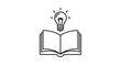 © Adobe - Line art of an open book with a glowing lightbulb above it symbolizing ideas and education in a simple black and white illustration