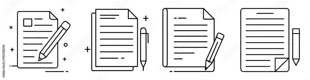 Documents with Pencils Illustration, Vector Design for Writing, Note ...