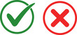 © Alamin - Outline circle with tick mark and cross symbol for yes or no answer selection and feedback