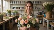 © Aliaksandr Barouski - Florist arranging a pastel bouquet in a bright boutique flower shop workspace