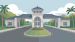 © Aymen - A serene gated community entrance with a tropical landscape and modern architecture