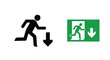 © MdMosharef - Running man and emergency exit sign a stark visual representation silhouette