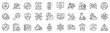 © SkyLine - Set of 30 outline icons related to nuclear sign. Linear icon collection. Editable stroke. Vector illustration