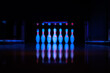 © Camilla - Bowling Alley Pins Set, lit with UV light and a Blue Tone.