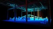 © arozzmer - 3D laser scan data lidar visualizing an industrial warehouse interior with overhead cranes and storage units