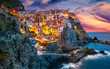 © proslgn - Manarola Village, Cinque Terre Coast of Italy. Manarola a beautiful small town in the province of La Spezia, Liguria, north of Italy and one of the five Cinque terre travel attractions