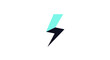 © maduwanstarboy - Minimalist lightning bolt design with turquoise and black color scheme on white background