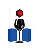 © Тимур Кунець - Black and white empty wine glass with geometric red liquid shape hovering above instead of inside, cobalt blue blocks anchoring the base visually, thin elegant