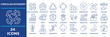 © BAMBANG G - Circular economy icon set featuring circular, economy, sustainability, recycling, reuse, reduction, regeneration, lifecycle. blue illustration vector