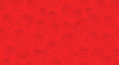 © shamim - Seamless pattern with gift boxes, vector line art illustration on a red background, holiday and celebration theme, presents