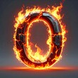 © quan - Fiery letter 'O' glowing with bright orange flames against a dark background