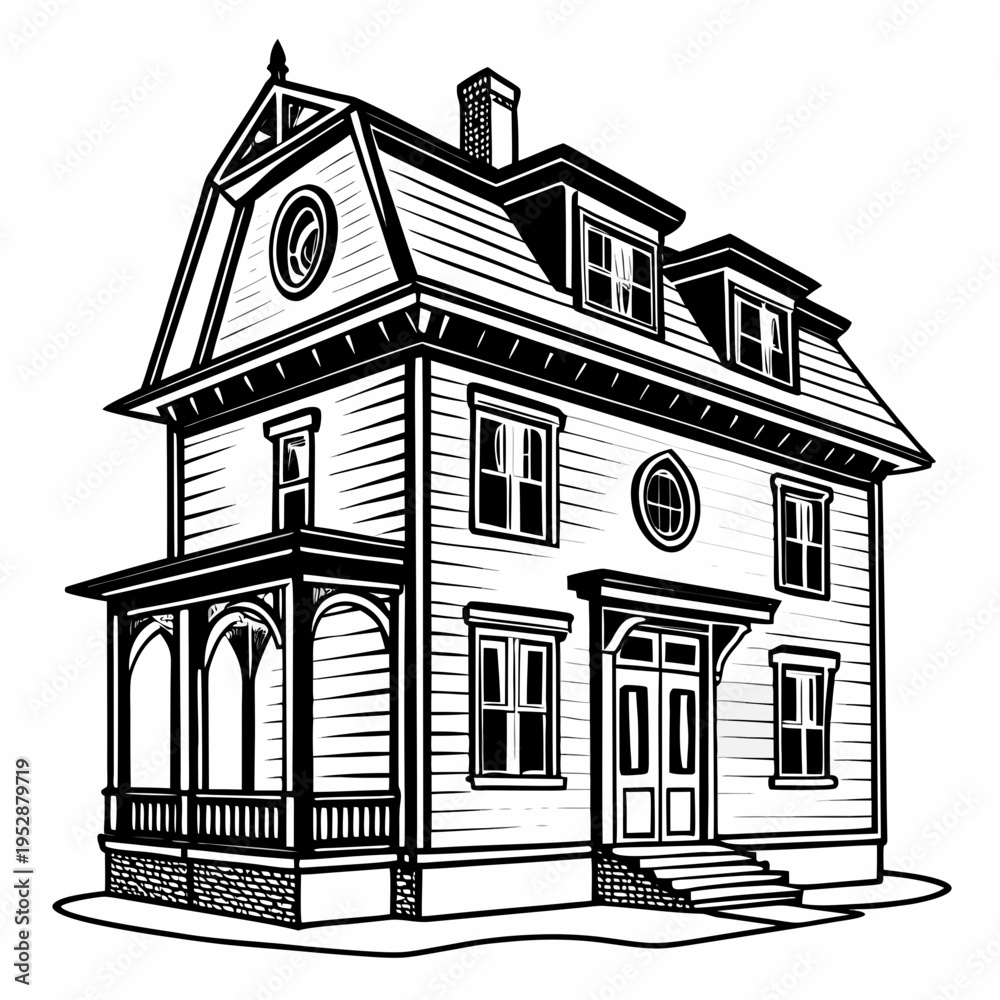 Vintage victorian house with detailed architectural elements and a ...