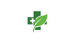© Khoirul azzm - Green medical cross with a fresh leaf, symbolizing natural health, holistic medicine, herbal remedies, and eco-friendly pharmacy care