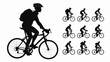 © LAXMI - Cyclist riding a bicycle silhouette vector set, healthy lifestyle and outdoor sports activity