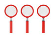 © AKTER STOCK - three red magnifying glasses for investigation isolated on transparent background