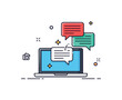 © Viacheslav - Social media pause simplified chat bubbles gently sliding behind a closed laptop icon. A clean visual metaphor for stepping back from online conversations.