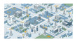 © Hilman Star - Isometric Smart City Infrastructure Map with Telecommunication Towers and Wireless 5G Network Connectivity