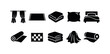 © Hubba Bubba - Collection of textile and bedding icons including curtains, rugs, blankets, pillows, and beds