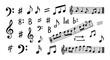 © Mang - a hand-drawn collection of musical notation symbols including clefs notes sharps and flats for music education and graphic design