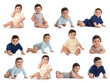 © New Africa - Cute baby on white background, set of photos