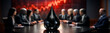 © pattozher - Oil Price Crisis Meeting: A tense boardroom scene, a prominent oil drop centerpiece, symbolizes crisis discussion with backdrop graph