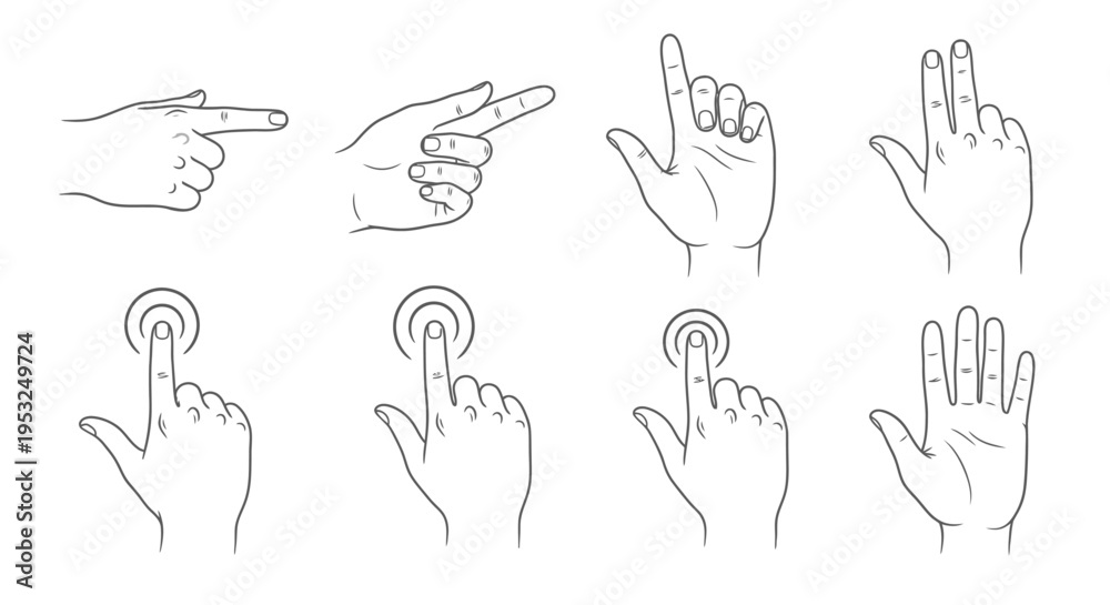 Image vectorielle Stock various hand gestures illustrating digital ...