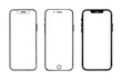 © MdRonok - Smartphone outline set with minimalist line art design featuring silhouette, home button, mobile device with electronics and technology