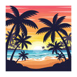 © Jamil - Vibrant tropical beach scene with palm trees at sunset