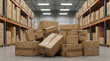 © AucArtStudio - Supply chain disruption crisis warehouse storage box pile stress